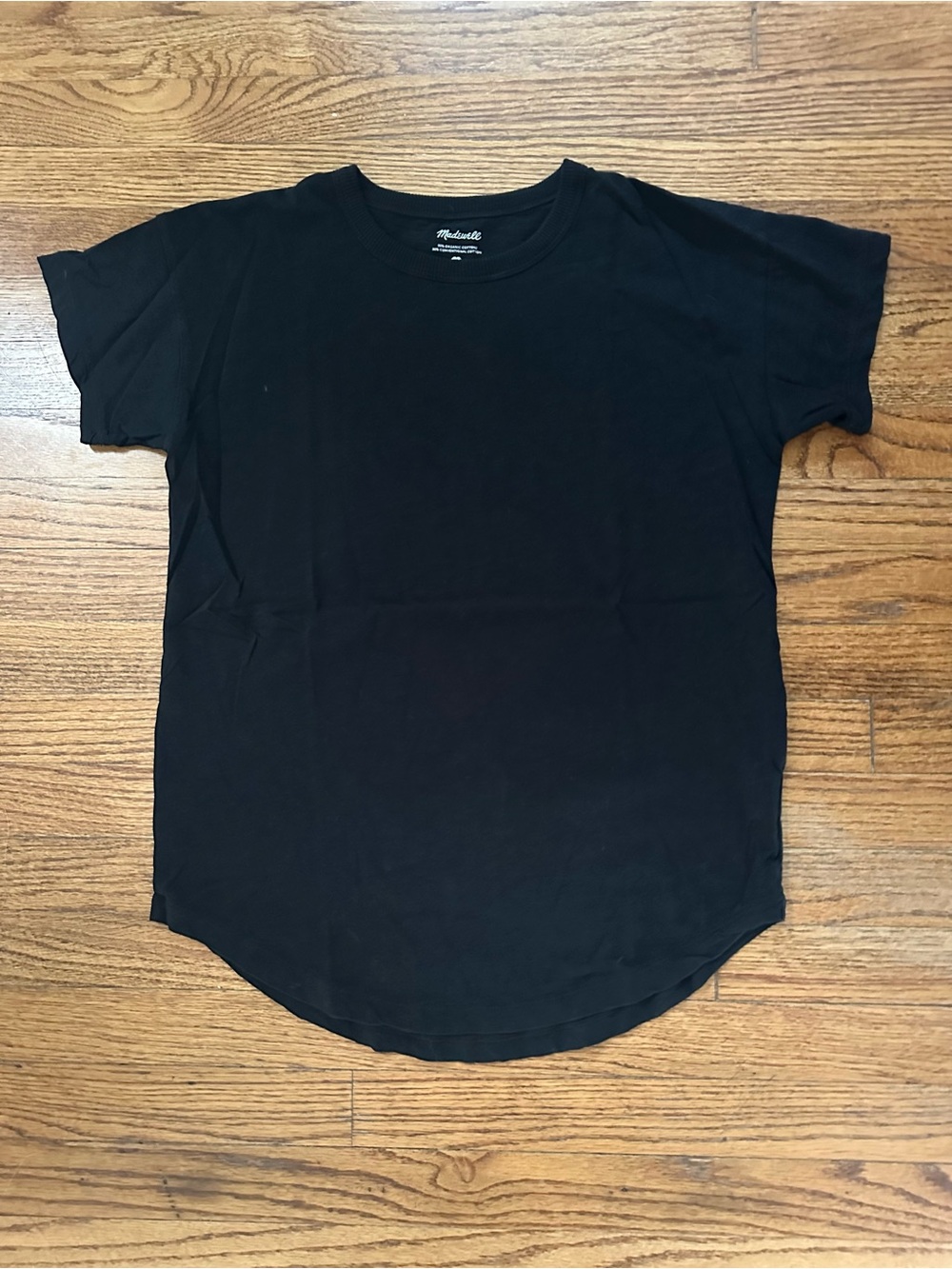 Madewell Whisper Cotton Rib-Crewneck Tee in Black - Women’s XS